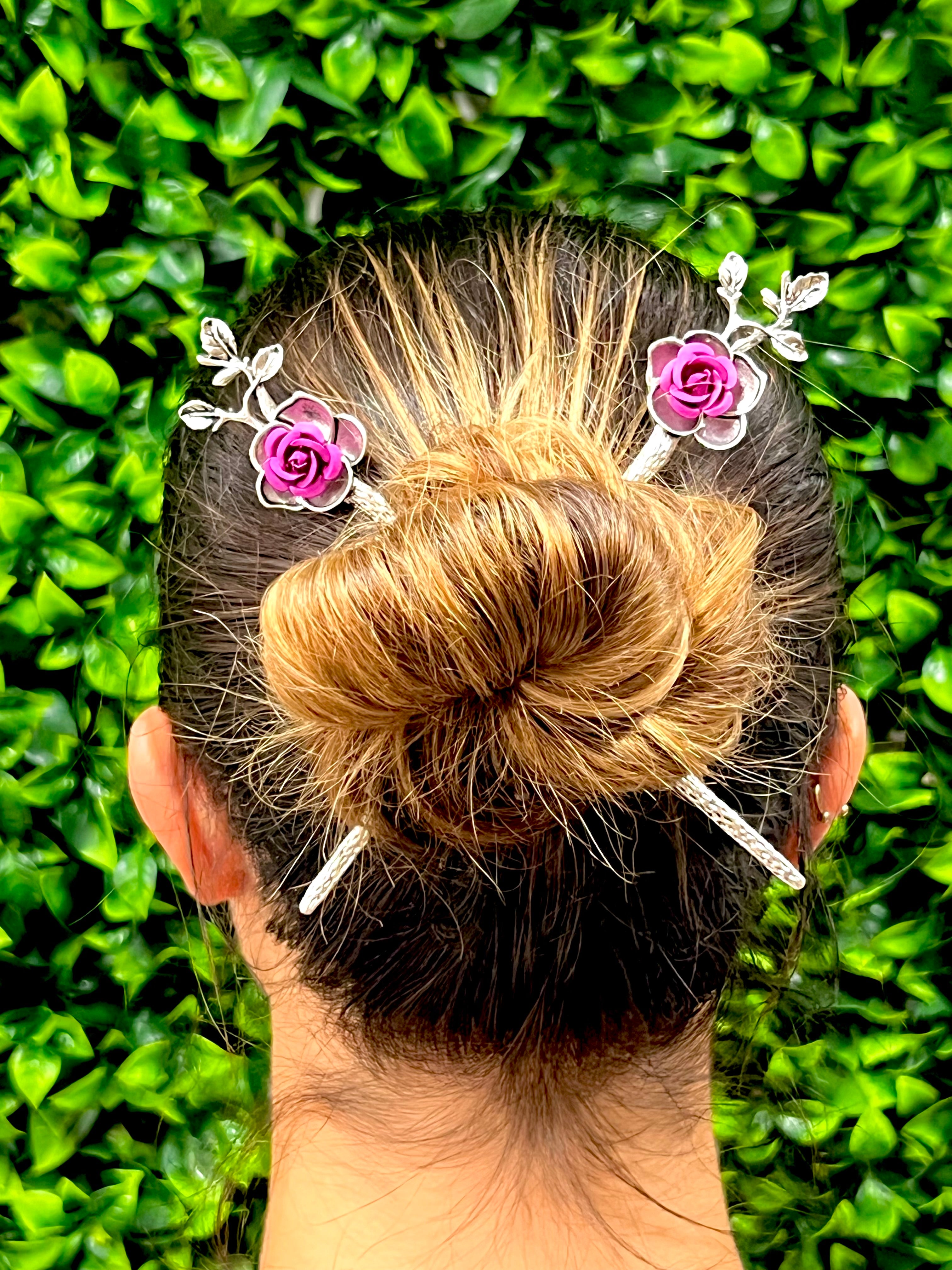 Flower Power Hair Sticks, one size fits all, Silver or Gold