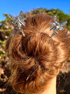Model wearing Fairy Hair Sticks - Fantasy Fairy Enchanting Hair Accessories for Women