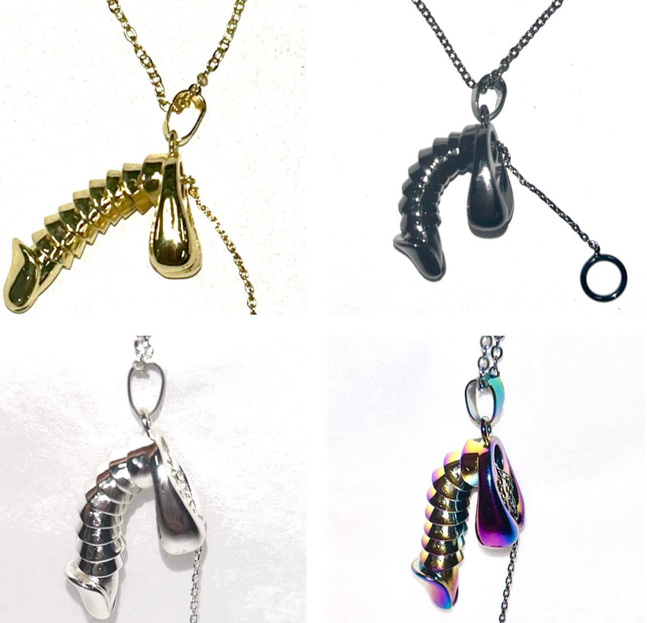 Erectable Penis Necklace - Pull Chain Novelty Pendant | Gold, Silver, Black, Rainbow