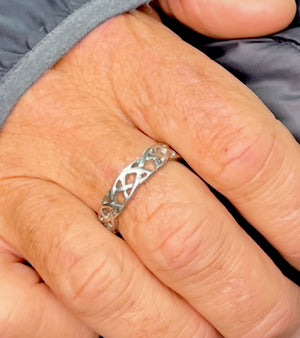 Model wearing Open Celtic Knots Ring - Stainless Steel Symbolic Jewelry