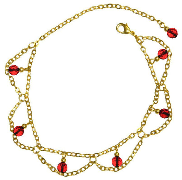 anklet gold dangling beads and chains
