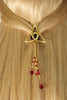Hair Hook Gold Eternity with Bead Charm Ponytail Holder
