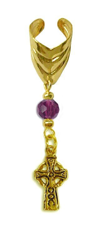 Gold Ear Cuff with Charm Cross – Elegant Non-Piercing Jewelry