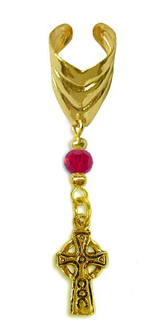 Gold Ear Cuff with Charm Cross – Elegant Non-Piercing Jewelry
