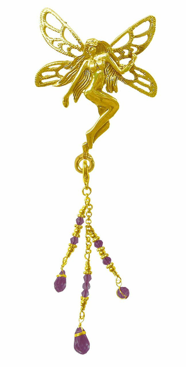 Hair Hook Gold Tinkerbell With Bead Charm Ponytail Holder