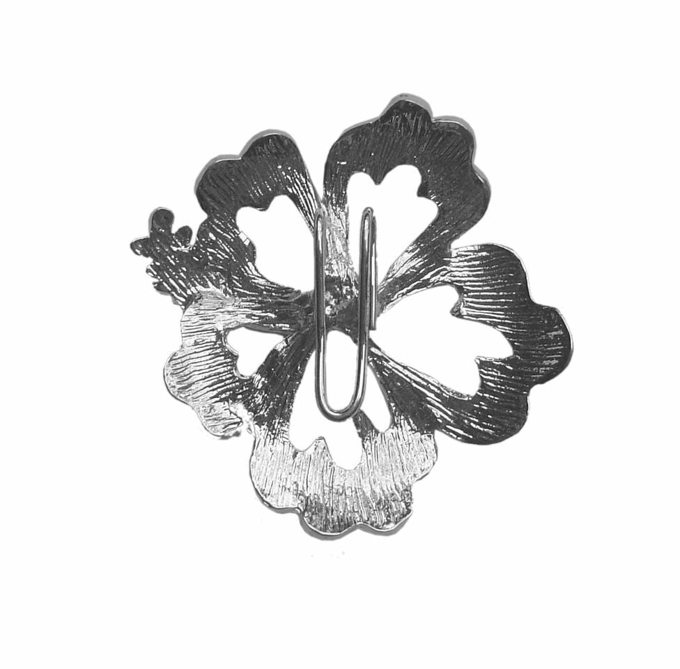 Hair Hook Hibiscus Silver, Aloha Ponytail Holder Hair Twisters