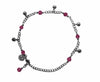 Medieval Metal - Anklet Silver Bells and Purple Beads (AT-04-PU-S)