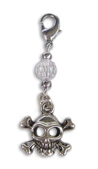 Silver Skull and Cross Bones Charm for Mini Hair Twister