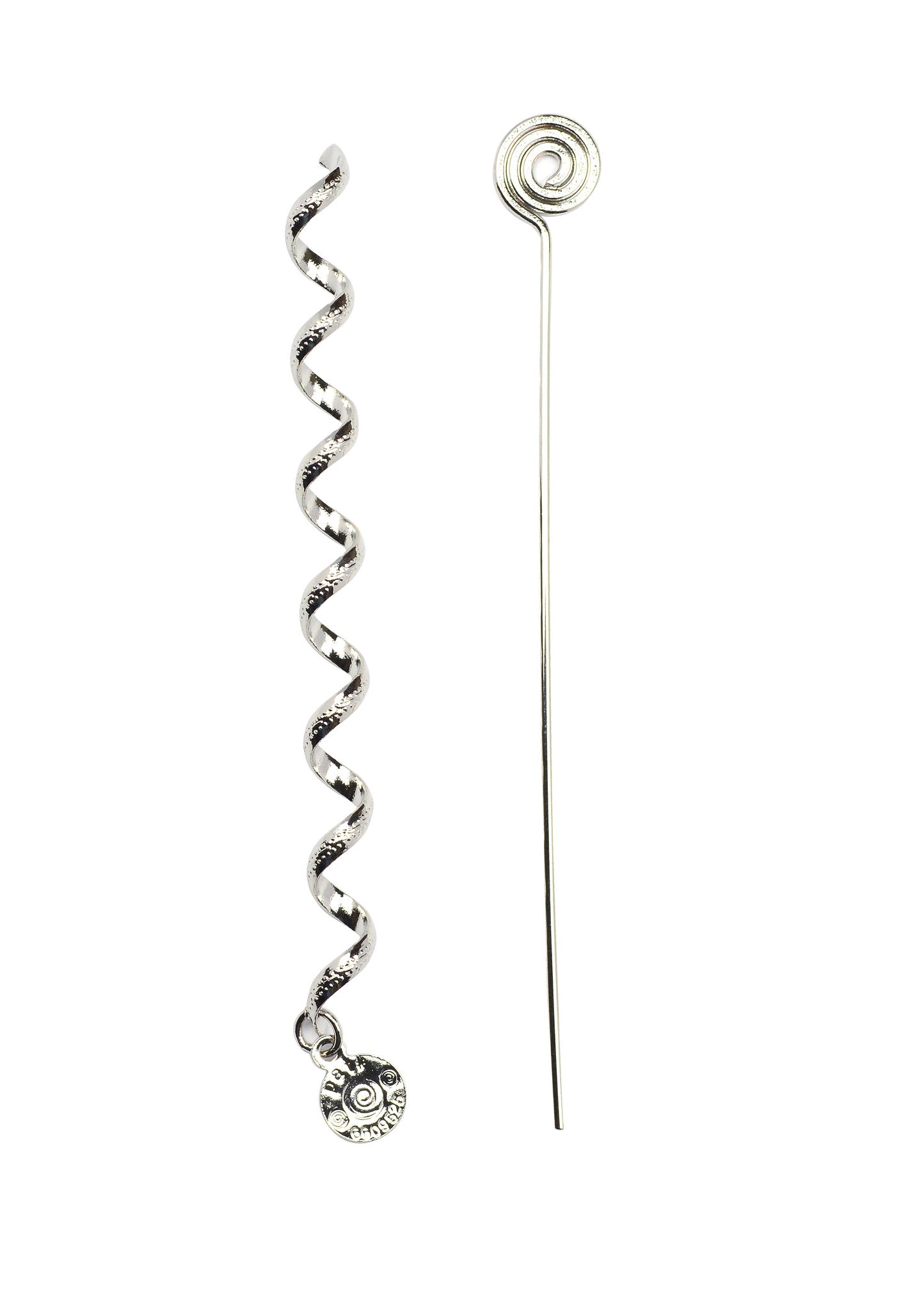 Silver Hair Twister - 4" Spiral Hair Wrap with Charm front view