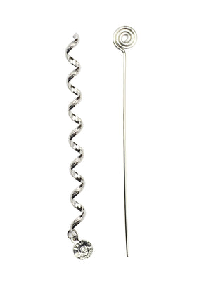 Silver Hair Twister - 4" Spiral Hair Wrap with Charm front view