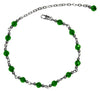 Medieval Metal - Anklet Silver Green Beaded Front View (AT-01-GN-S)