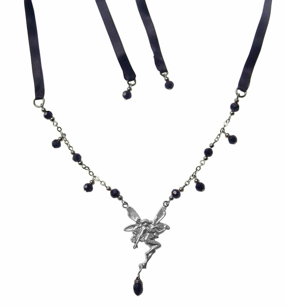 Fairy Tie-On Crown - Silver Ribbon Crown & Necklace