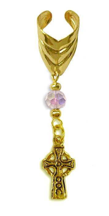 Gold Ear Cuff with Charm Cross – Elegant Non-Piercing Jewelry