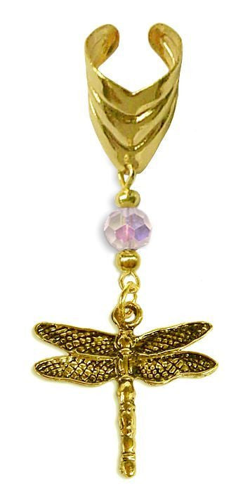 Ear Cuff With Small Charm Dragonfly - Gold