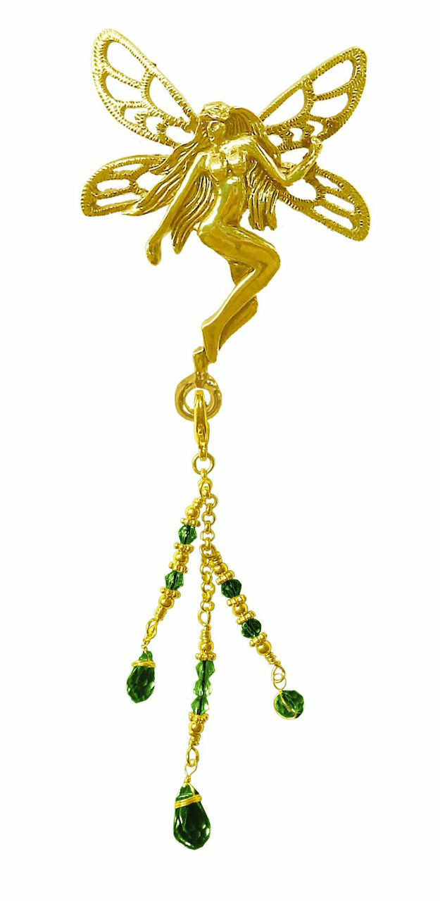 Hair Hook Gold Tinkerbell With Bead Charm Ponytail Holder