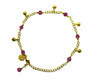 Medieval Metal - Anklet Gold Bells and Purple Beads (AT-04-PU-G)