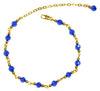 Medieval Metal - Anklet Gold Bells and Blue Beads (AT-01-BL-G)