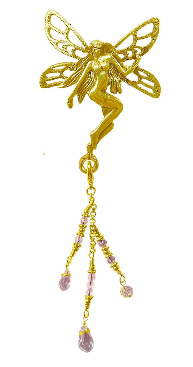 Hair Hook Gold Tinkerbell With Bead Charm Ponytail Holder