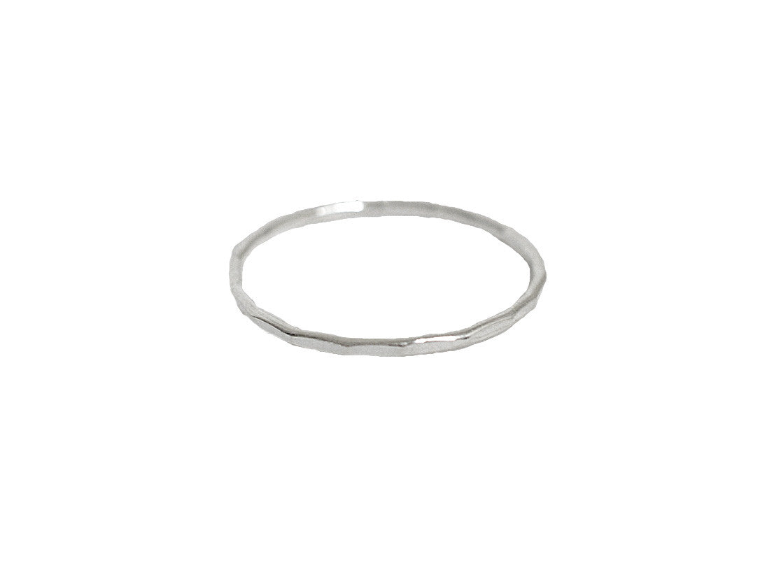 Hammered Thin Band Ring - Sterling Silver