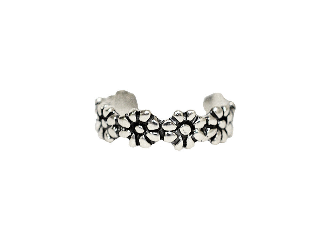 Daisy Chain Toe Ring - Sterling Silver