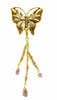 Hair Hook Gold Butterfly With Bead Charm Ponytail Holder