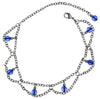 Medieval Metal - Anklet Dangling Blue Beads & Silver Chains (AT-03-BL-S)