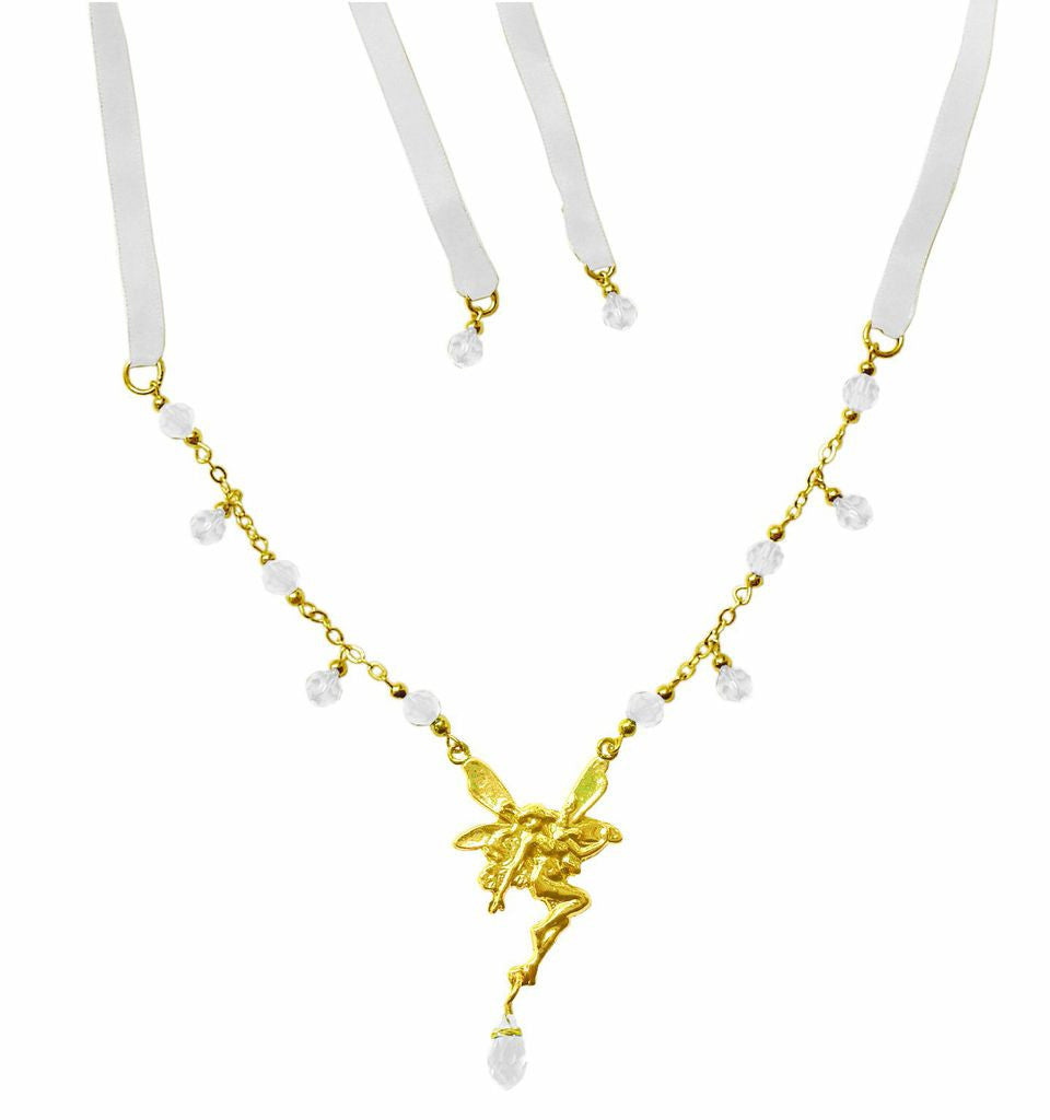 Fairy Tie-On Crown - Gold Ribbon Crown & Necklace