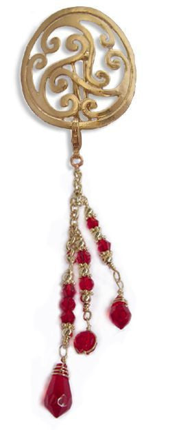 Hair Hook Gold Celtic with Bead Charm Ponytail Holder