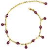 Medieval Metal - Anklet Gold Chain and Purple Dangling Beads Front View (AT-02-PU-G)