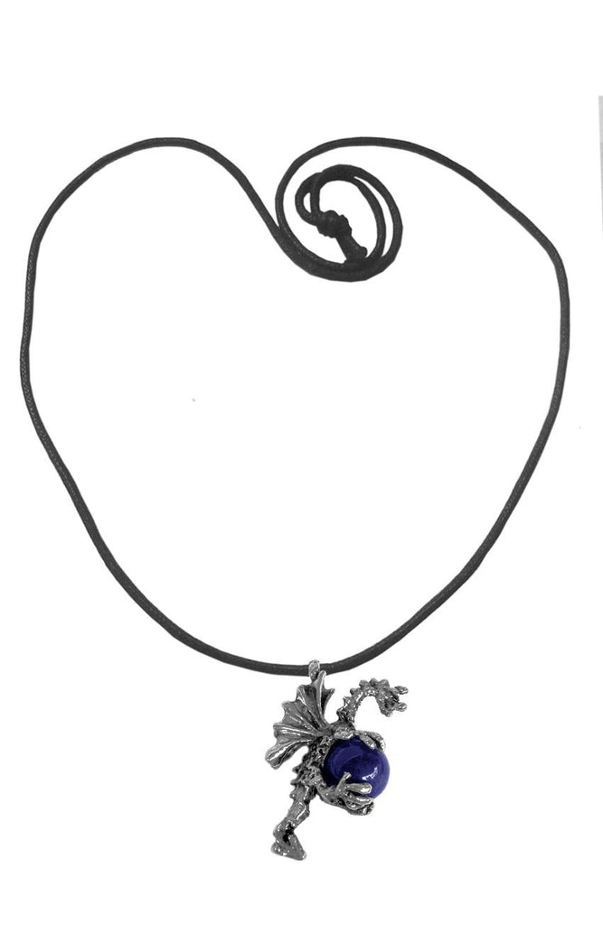 Dragon Holding Magic Ball Silver- Necklace