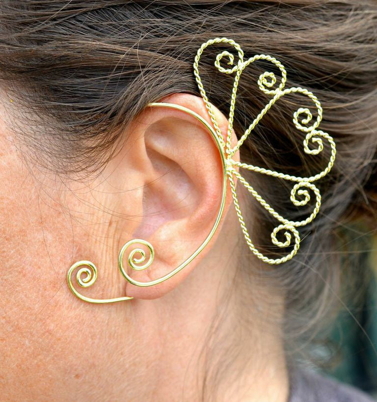 Elf Cuff Heart Spirals - Gold