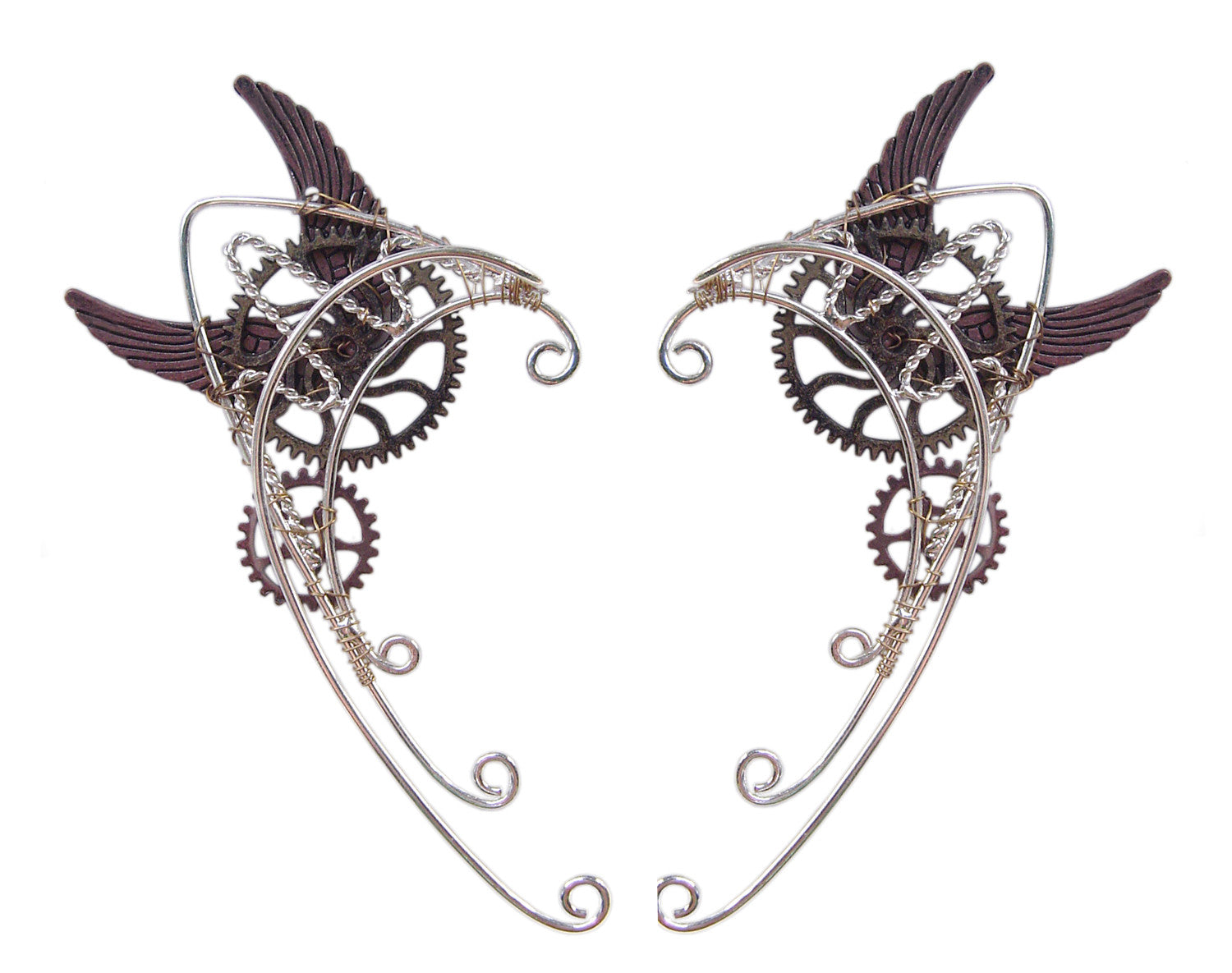 Two Wing Voyage Steampunk Elf Ear Cuffs