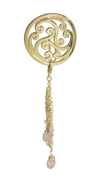 Hair Hook Gold Celtic with Bead Charm Ponytail Holder