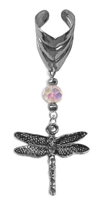 Ear Cuff With Small Charm Dragonfly - Silver