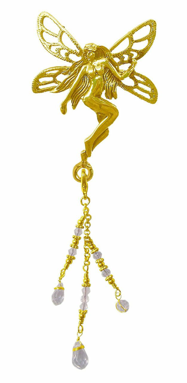 Hair Hook Gold Tinkerbell With Bead Charm Ponytail Holder