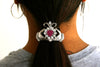 Hair Hook Claddagh with Pink Heart - Silver Ponytail Holder