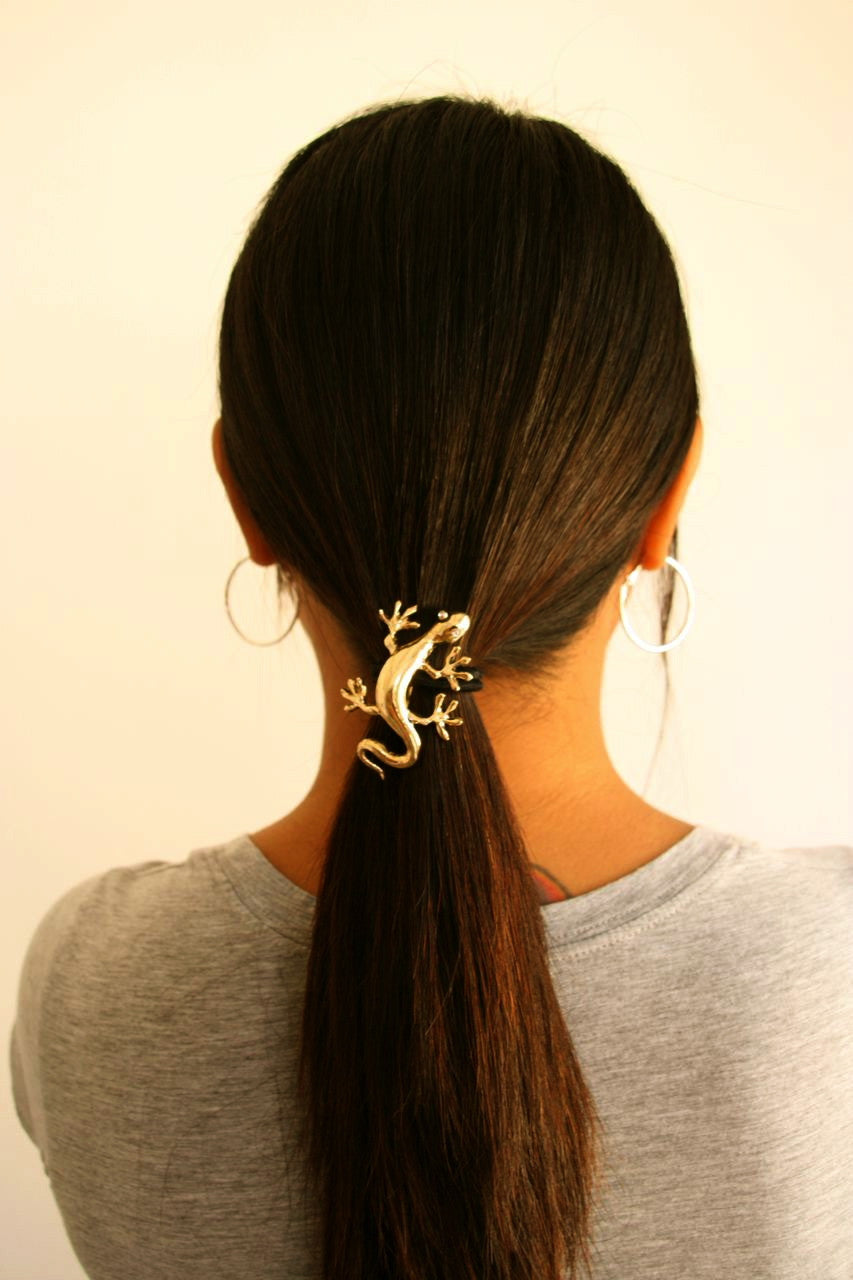 Hair Hook Gecko - Gold Ponytail Holder