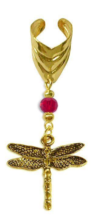 Ear Cuff With Small Charm Dragonfly - Gold