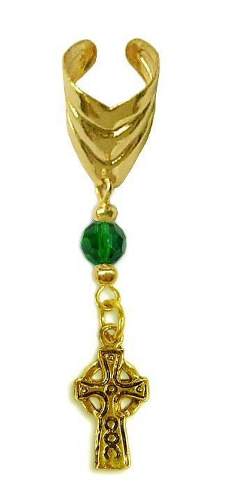 Gold Ear Cuff with Charm Cross – Elegant Non-Piercing Jewelry