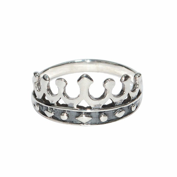 Medieval Metal - Crown Ring Sterling Silver Front View (R-CN-Sterling)