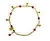Medieval Metal - Anklet Gold Bells and Red Beads (AT-04-RD-G)