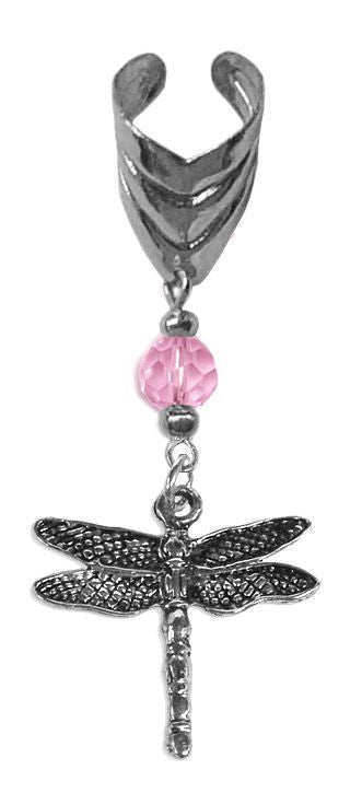 Ear Cuff With Small Charm Dragonfly - Silver