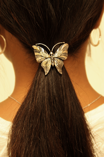 Hair Hook Butterfly - Silver Ponytail Holder 