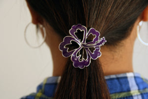 Hair Hook Hibiscus - Purple Ponytail Holder