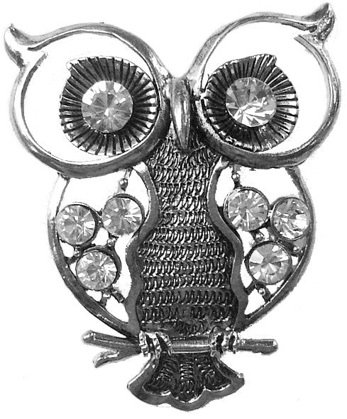 Hair Hook Owl with Diamond - Silver Ponytail Holder