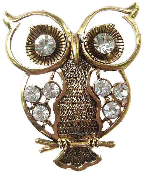 Hair Hook Owl with Diamonds - Gold Ponytail Holder