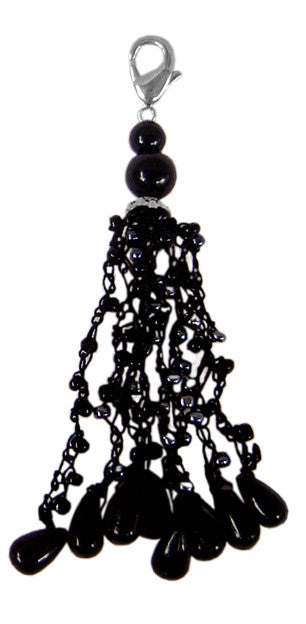 Charm Large Macrame yarn with Beads - Black
