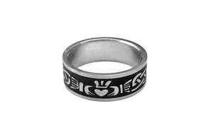 Medieval Metal - Claddagh Band Ring Front View (R-BC-S)