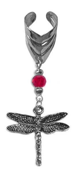 Ear Cuff With Small Charm Dragonfly - Silver 