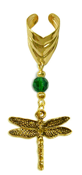 Ear Cuff With Small Charm Dragonfly - Gold